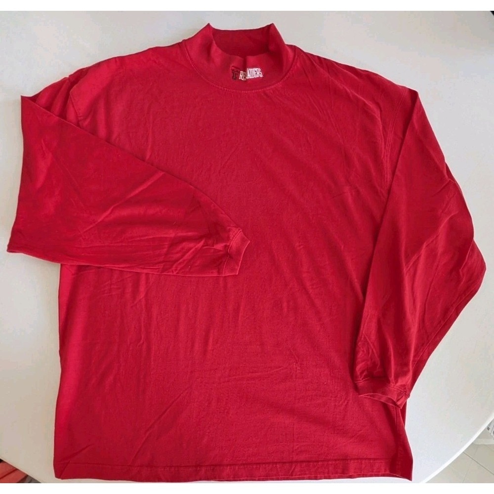 Vintage 90s Texas Tech Red Raiders Mock Neck Shirt Mens XL Long Sleeve Red Cadre